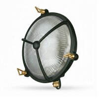 Kellerleuchte Echt-Messing Glas E27 IP64 D: 21 cm rund