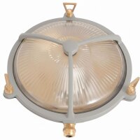 Kellerlampe Echt-Messing Glas &Oslash; 21 cm IP64 Grau E27