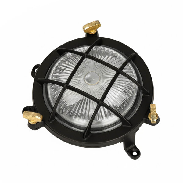 Außenwandlampe Messing massiv Glas rund Ø 14 cm IP44 G9