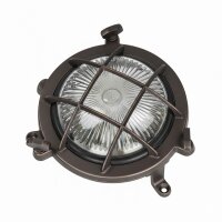 Kellerlampe Glas Messing massiv G9 IP44 rund Ø 14 cm
