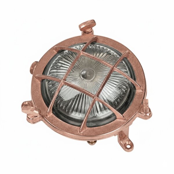Außenleuchte Wand Messing massiv Glas D: 14 cm IP44 G9