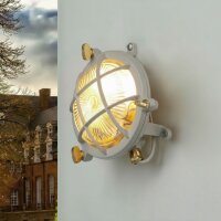 Kellerlampe Echt-Messing Glas G9 IP44 rund &Oslash; 14 cm...