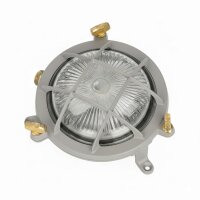 Kellerlampe Echt-Messing Glas G9 IP44 rund Ø 14 cm...