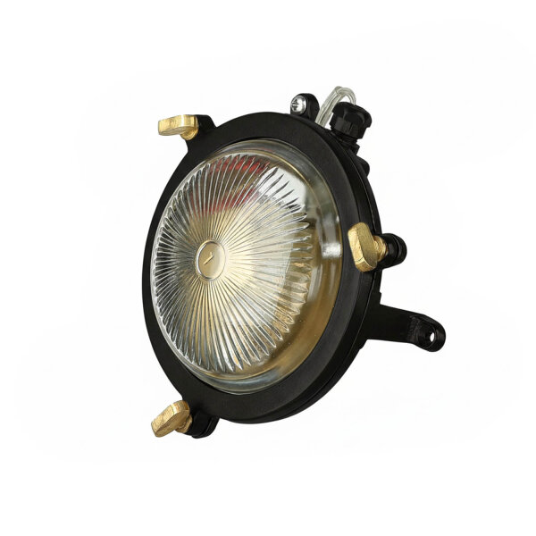 Wandleuchte außen Messing Glas Ø 14 cm rund IP44 G9