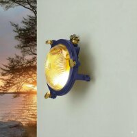 Außenwandlampe Echt-Messing Glas G9 IP44 rund...