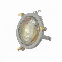 Kellerleuchte Messing Glas rund D: 14 cm IP44 Grau G9