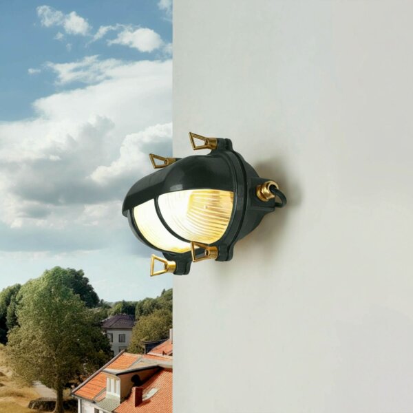 Außenleuchte Wand Messing Glas B: 21 cm IP64 Grün E27