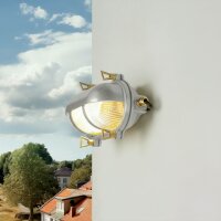 Au&szlig;enlampe Wand Messing massiv Glas E27 IP64 B: 21 cm