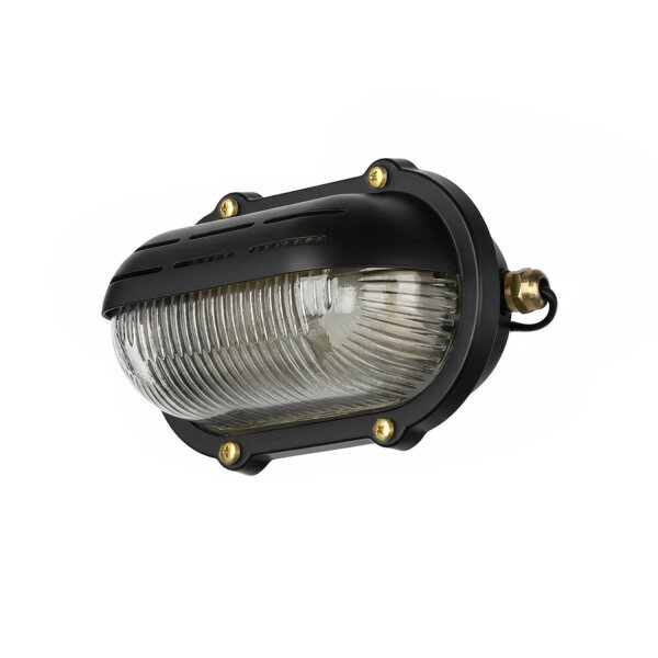 Wandlampe außen Messing Glas B: 21 cm IP64 Schwarz E27