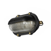 Wandlampe außen Messing Glas B: 21 cm IP64 Schwarz E27