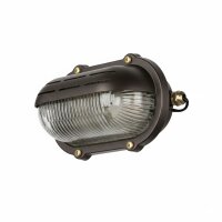 Wandlampe außen Echt-Messing Glas 21 cm breit IP64 E27
