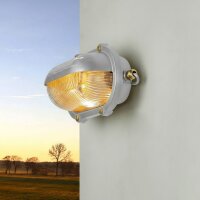 Wandlampe au&szlig;en Echt-Messing Glas 21 cm breit IP64...