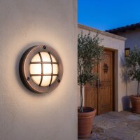 Wandlampe außen Messing Glas rund D: 14 cm IP64 G9...