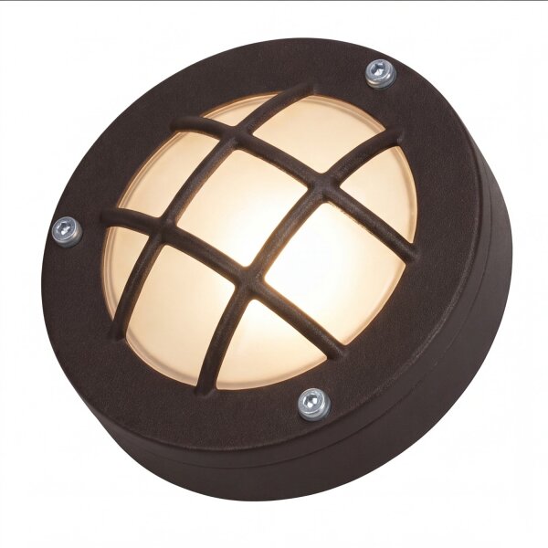 Außenwandlampe Glas Messing G9 IP64 Ø 14 cm rund