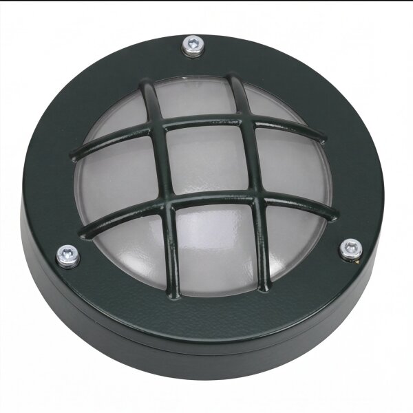 Kellerlampe Messing massiv Glas D: 14 cm IP64 Grün G9