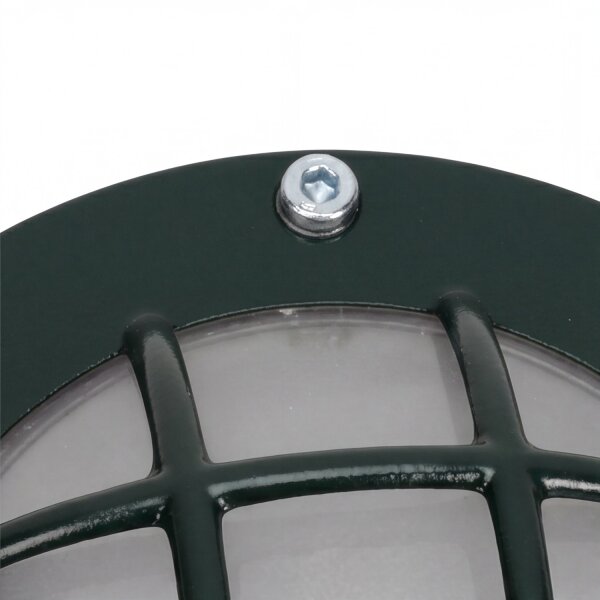 Kellerlampe Messing massiv Glas D: 14 cm IP64 Grün G9