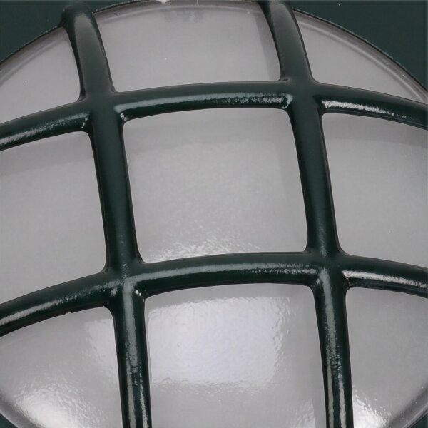 Kellerlampe Messing massiv Glas D: 14 cm IP64 Grün G9