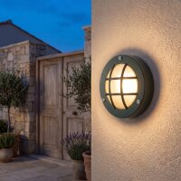 Kellerlampe Messing massiv Glas D: 14 cm IP64 Gr&uuml;n G9