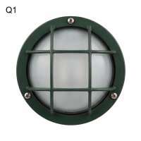 Kellerlampe Messing massiv Glas D: 14 cm IP64 Grün G9