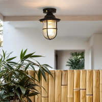 Deckenlampe außen Messing Glas E27 IP54 D: 16 cm rund