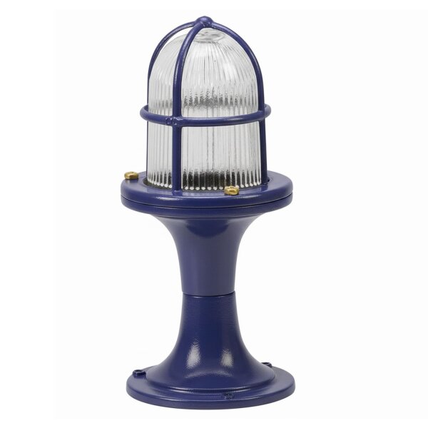 Sockelleuchte Messing massiv Glas 25 cm IP64 Blau E27