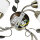 Florale Deckenlampe mit Glasschirm Weiß Bronze antik