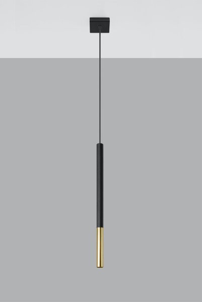Hängelampe Schwarz Gold Ø 2,5 cm schmal Metall Zylinder