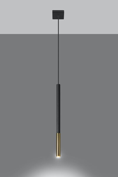 Hängelampe Schwarz Gold Ø 2,5 cm schmal Metall Zylinder