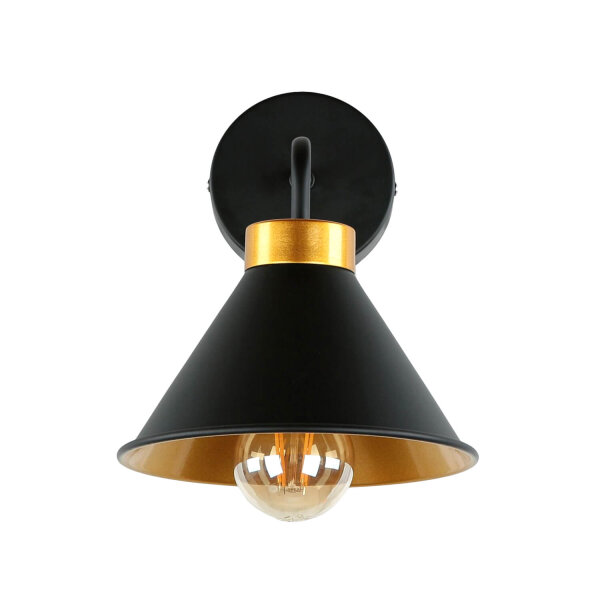 Wandlampe Schwarz Gold E27 Metall Loft Design
