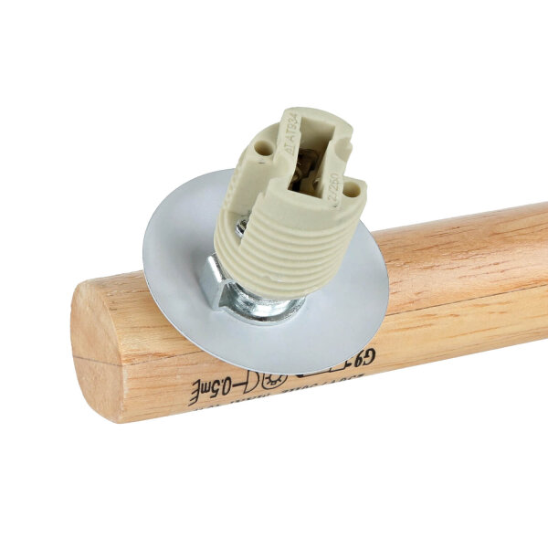 Deckenlampe Holz Glas 47 cm lang G9 in Hell Weiß 3-flammig
