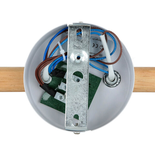 Deckenlampe Holz Glas 47 cm lang G9 in Hell Weiß 3-flammig