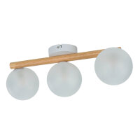 Deckenlampe Holz Glas 47 cm lang G9 in Hell Weiß...