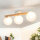Deckenlampe Holz Glas 47 cm lang G9 in Hell Weiß 3-flammig