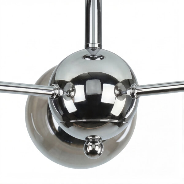 Deckenleuchte Metall Rauchglas B: 48 cm Chrom 3x E27 Retro