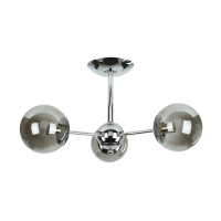 Deckenleuchte Metall Rauchglas B: 48 cm Chrom 3x E27 Retro
