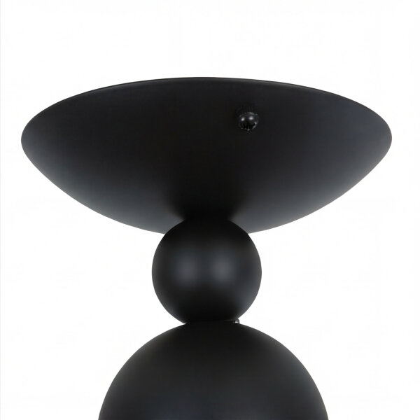 Deckenlampe Kugelschirm B: 48 cm Schwarz Rauchglas Metall