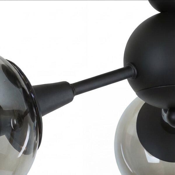 Deckenlampe Kugelschirm B: 48 cm Schwarz Rauchglas Metall