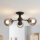 Deckenlampe Kugelschirm B: 48 cm Schwarz Rauchglas Metall
