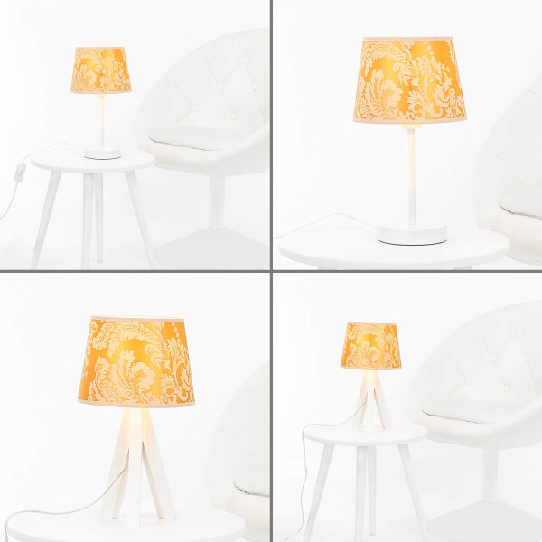 Lampenschirm Gold Barock Design Stoff Tischlampe