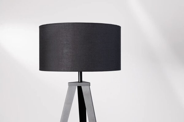 Lampenschirm Schwarz Stoff Ø 38 cm für Tischleuchte E27