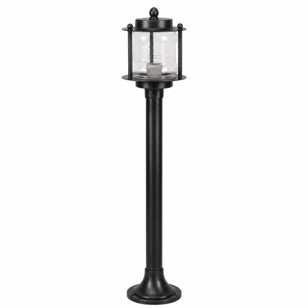 Stehlampe außen Wegeleuchte 89 cm hoch Messign Glas Maritim IP64 Schwarz