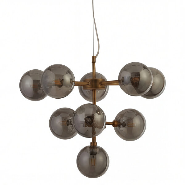 Pendelleuchte Rauchglas Metall Bronze G9 B:49 cm 9-flmg