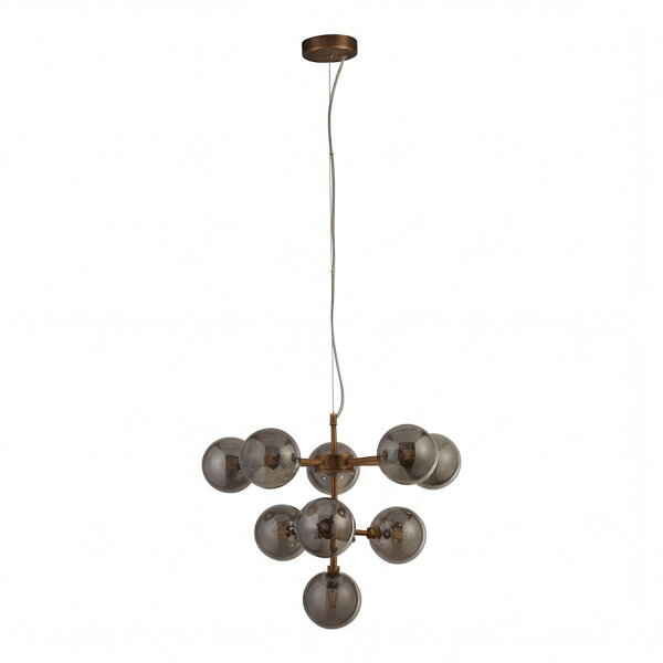 Pendelleuchte Rauchglas Metall Bronze G9 B:49 cm 9-flmg