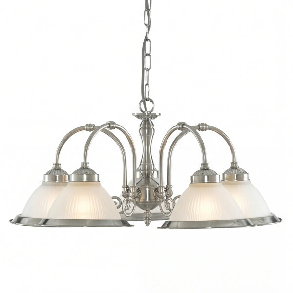 Hängelampe Glas Metall Silber E27 B:62 cm Jugendstil