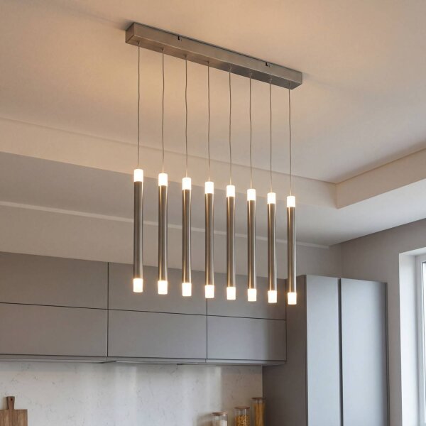 Pendelleuchte LED Nickel Metall 2700K Up Down L:99 cm