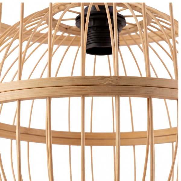 Boho Pendelleuchte Bambus E27 Ø30 cm rund Korbschirm
