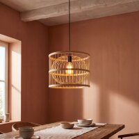 Boho Pendelleuchte Bambus E27 Ø30 cm rund Korbschirm