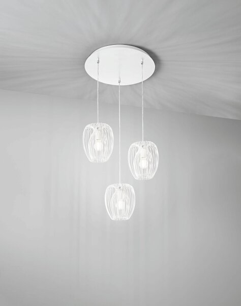 Hängelampe Weiß Metall E27 L:50 cm rund Modern