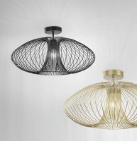 Deckenleuchte Schwarz Metall B:60 cm E27 Modern rund