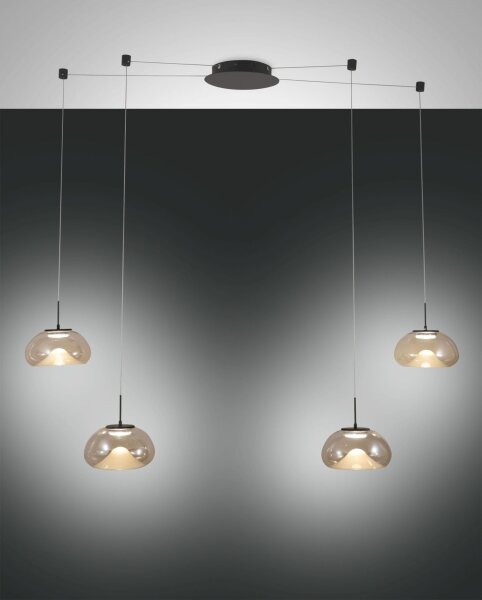LED Hängelampe Glas Cognac 2700/3000/4000K Schwarz
